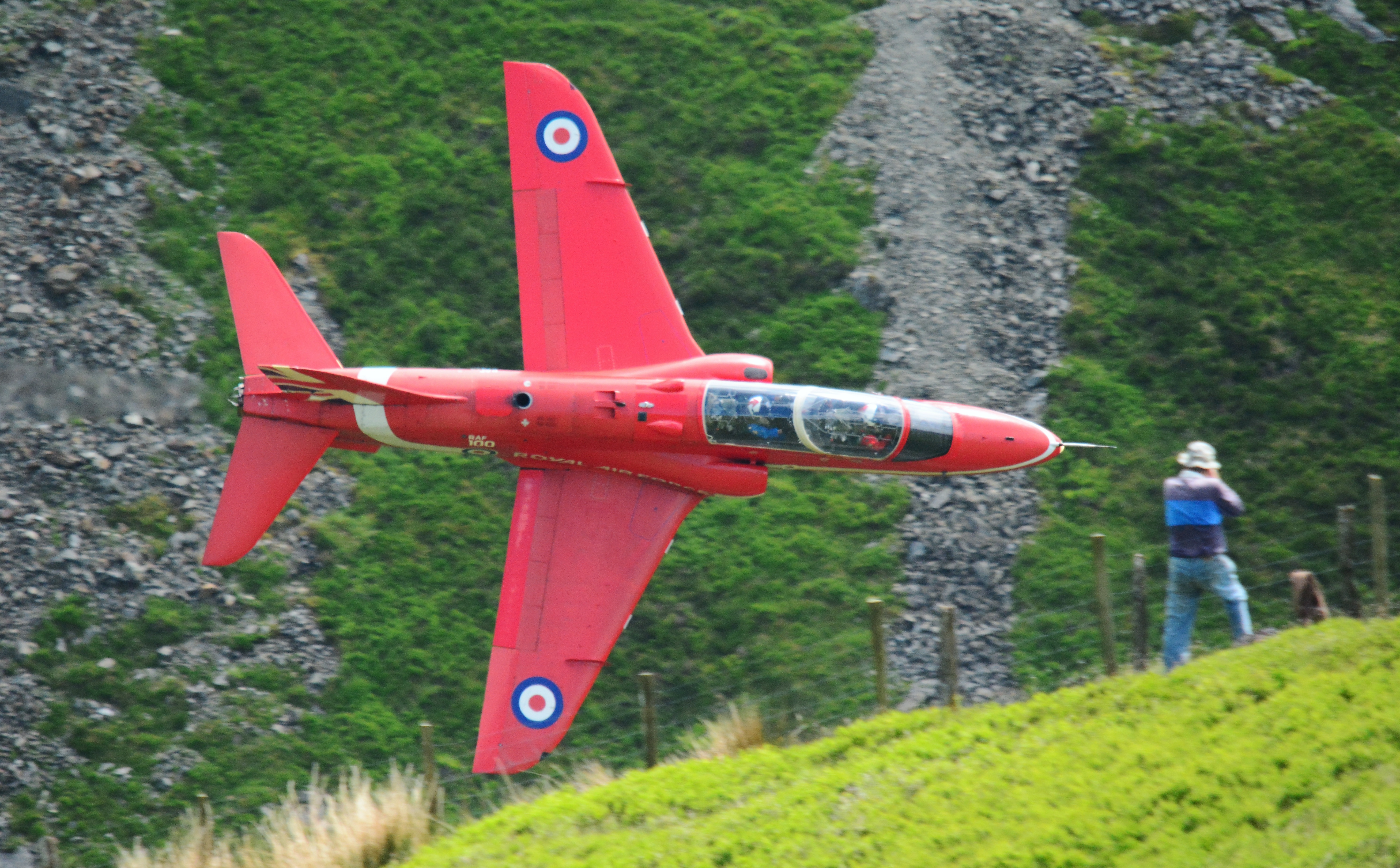 RAF Red Arrows BAE Hawk T1 photographed in the Mach Loop, mid Wales